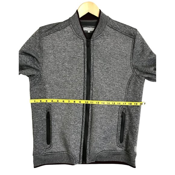SOLD Ted Baker Gray Front Zip Jacket With Burgundy Trim Size 4 EUC - Picture 11 of 12
